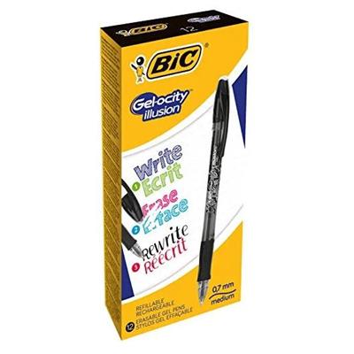 BOLIGRAFO BIC BORRABLE GELOCITY NEGRO  X 12