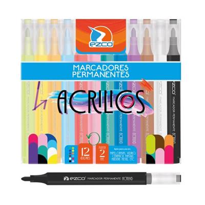 MARCADOR ACRILICO EZCO 2mm X12 SURTIDO