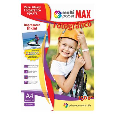 PAPEL FOTOGRAFICO MAX A4 BRILL. 150gr 20hs