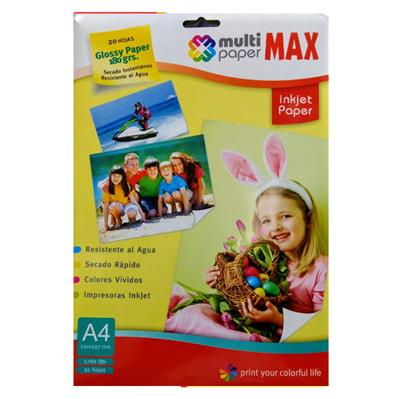 PAPEL FOTOGRAFICO MAX A4 BRILL. 180gr 20hs