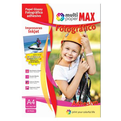 PAPEL FOTOGRAFICO MAX A4 BRILL. ADHESIVO 20hs